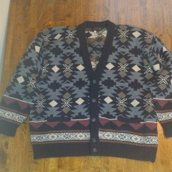 Eclectic Grandpa Structure Made in Italy Wool Cardigan Sweater M - Picture 1 of 5